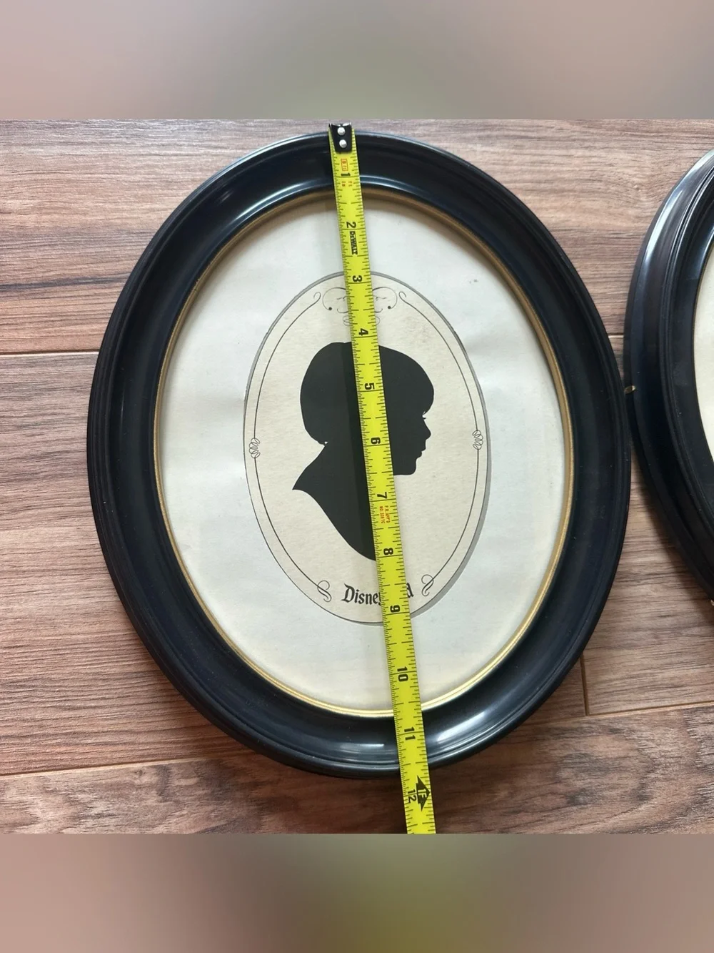 Disneyland Silhouette Portrait Black Gold Oval Frame Set of 2 Boy And girl